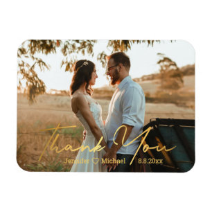 Danke,schicke goldene Handschrift Hochzeitsfoto Magnet