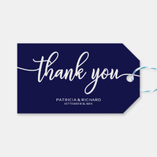 Danke - Schicke Navyblaue Hochzeitsgeschenkanhänge Geschenkanhänger