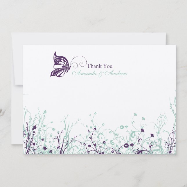 Danke, - Schmetterlings-Garten 9 zu kardieren Dankeskarte (Vorderseite)