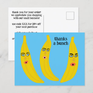 DANKE SCHÖN Lustige Bananen BESTELLUNG DANKE QR Postkarte