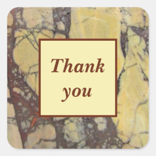 Danke schön Marbled Agate Foto Yellow Red Quadratischer Aufkleber