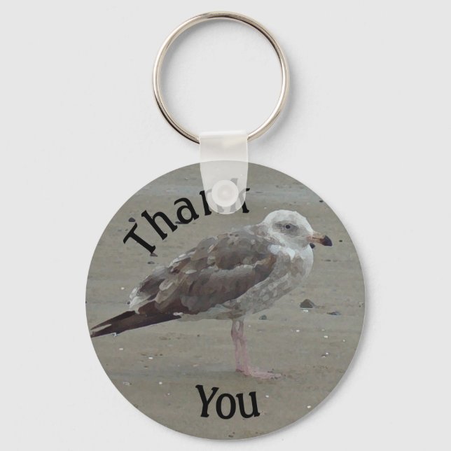 Danke schön Seagull auf Sand Aufwertung Schlüsselanhänger (Vorderseite)