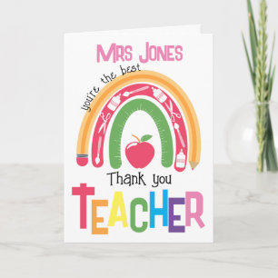 Danke schönste Lehrerin Anerkennung Regenbogenkart