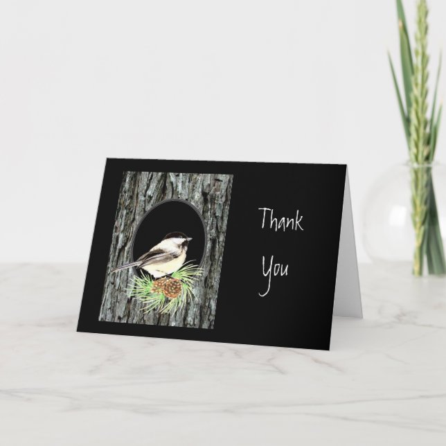 Danke, Schrift, John 1:16, Chickadee, Natur Dankeskarte (Vorderseite)