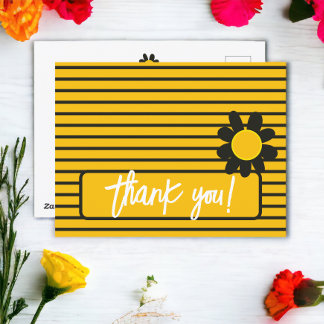 Danke Schwarz Gelbe Blumen Postkarte