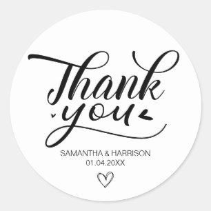 Danke, Schwarz und Weiß des Hochzeitjubiläums Runder Aufkleber