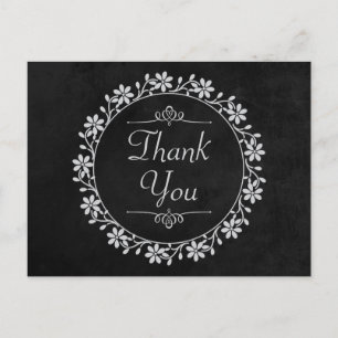 Danke Schwarzes Schieferblumen-Kranz-Hochzeit Postkarte