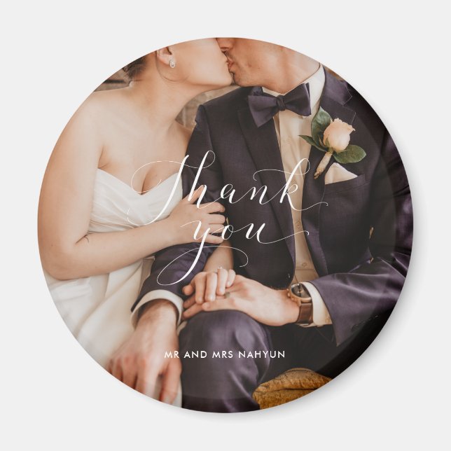Danke, Script Wedding Foto Magnet (Vorne)