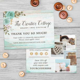 Danke Shabby Chic Floral Holz 4-Foto-Postkarte Postkarte
