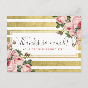 Danke Shabby Chic Vintage Rosen & Gold Karte