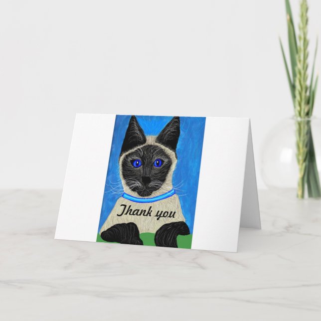 Danke, siamesische Katze zu kardieren Dankeskarte (Vorderseite)
