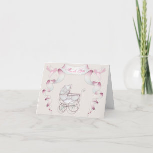 Danke Sie Vintage-Kutsche Elfenbein-Rosa Gingham