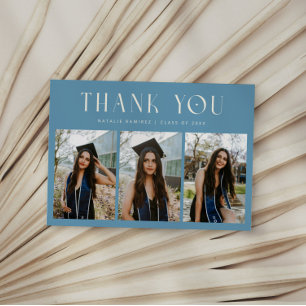 Danke Sie Whimsical Denim Blau Abschlussfoto Ankündigung