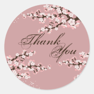 Danke Siegel - Dusty Rose Cherry Blossom Wedding Runder Aufkleber
