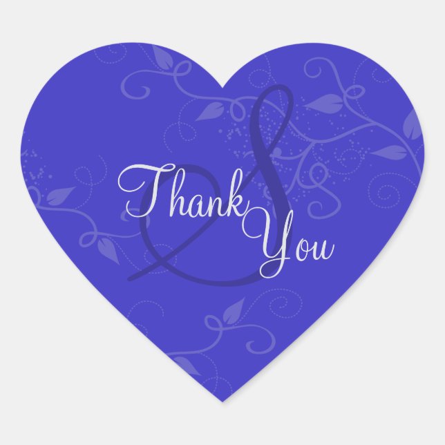 Danke Siegel - Royal Blue Monogram Wedding Herz-Aufkleber (Vorderseite)