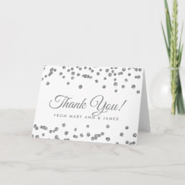 "Danke! Silver Imitats Glitzer Confetti White Dankeskarte