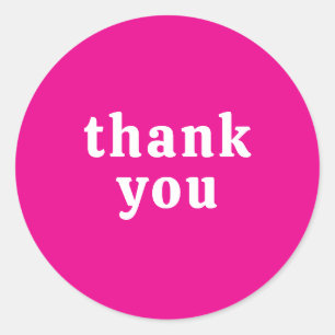 Danke Simple Retro-Schrift Hochzeit Hot Pink Runder Aufkleber