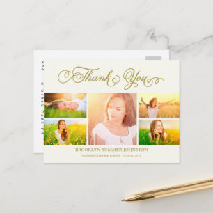 Danke-Skript Elegant 5 Mehrfach-Foto-Abschlussfeie Postkarte