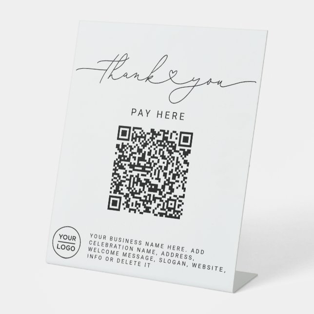 Danke-Skript-Herz-Scan-Mich-QR-Code-Logo Sockelschild (Vorderseite)