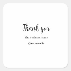 danke Social Media Firmenname Datum einfach f Quadratischer Aufkleber