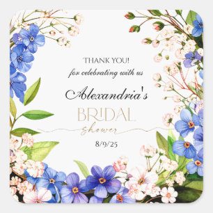 Danke Something Blue: Baby’s Breath & Flax Quadratischer Aufkleber