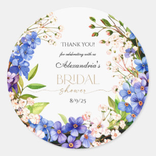 Danke Something Blue: Baby’s Breath & Flax Runder Aufkleber