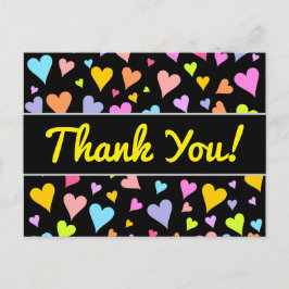 "Danke!"; Spaß, Liebe, buntes Herz Muster Postkarte