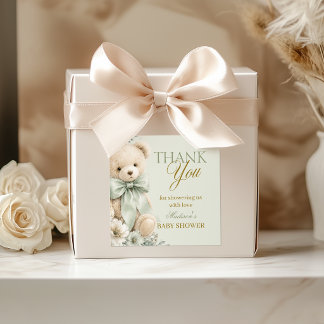 Danke Sticker Salbei Grün Teddybär Floral