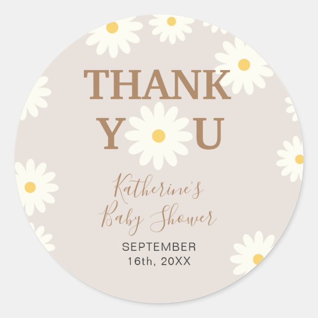 Danke, Stickers Bohemisch Daisy Floral (Vorderseite)