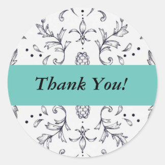 Danke Stickers Damask Black und Aquamarin