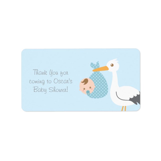 Danke Stork liefert Niedlichen Baby Boy Adressaufkleber (Vorne)