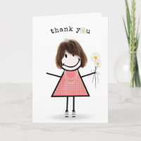 Danke Strichmännchen Girl mit Daisies