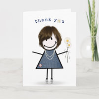 Danke Strichmännchen Girl mit Daisies