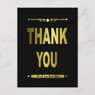 Danke Stylisch Schwarze Gold-Typografie Postkarte