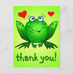 Danke Süßer Grüner Frosch Herzen Postkarte
