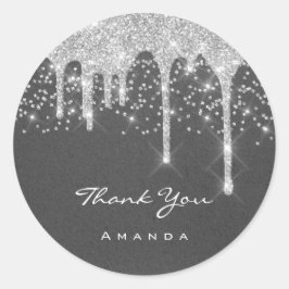 Danke Sweet 16. Bridal Wedding Gray Kraft Tropfen Runder Aufkleber