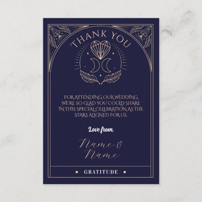 Danke Tarot Moon Crystals Hearts Wedding Cards Begleitkarte (Vorderseite)