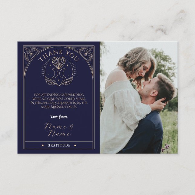 Danke Tarot Moon Crystals Hearts Wedding Cards Begleitkarte (Vorderseite)