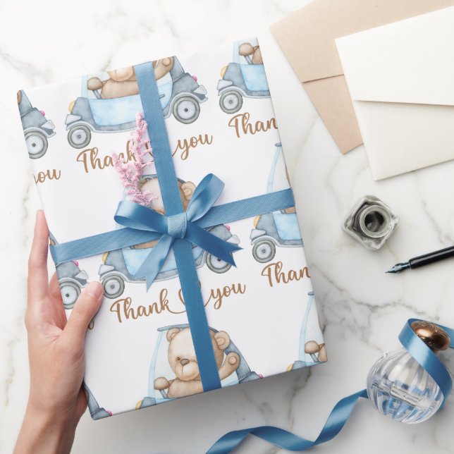 Danke Teddy Bear Baby Shower Collectin Geschenkpapier (Schenken)