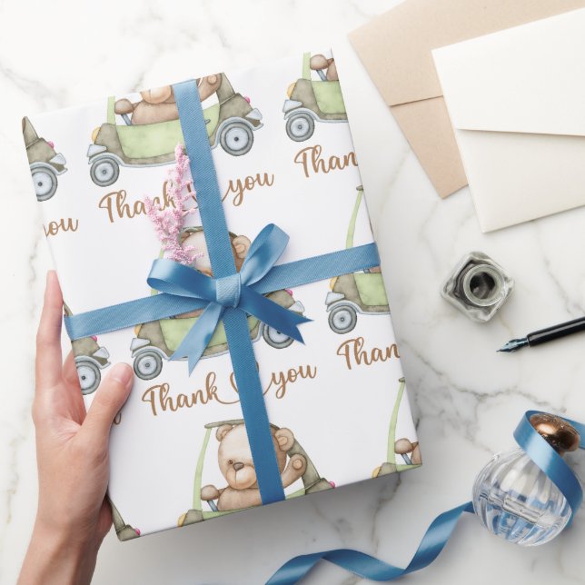 Danke Teddy Bear Baby Shower Collectin Geschenkpapier (Schenken)