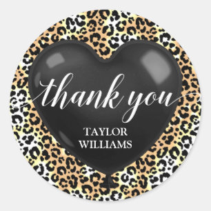 Danke, Text Heart Balloon Leopard Runder Aufkleber