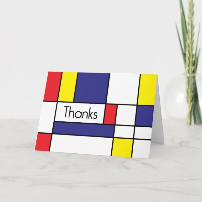Danke, themenorientiertes Mondrian zu kardieren - Dankeskarte (Vorderseite)