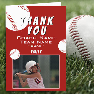 Danke Trainer rote Softball-Fotokarte
