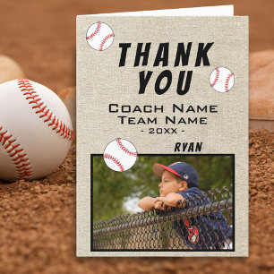 Danke Trainer Rustic Baseball Fotokarte
