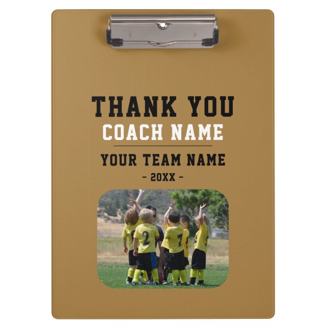 Danke Trainer Teamname Foto Klemmbrett (Vorderseite)