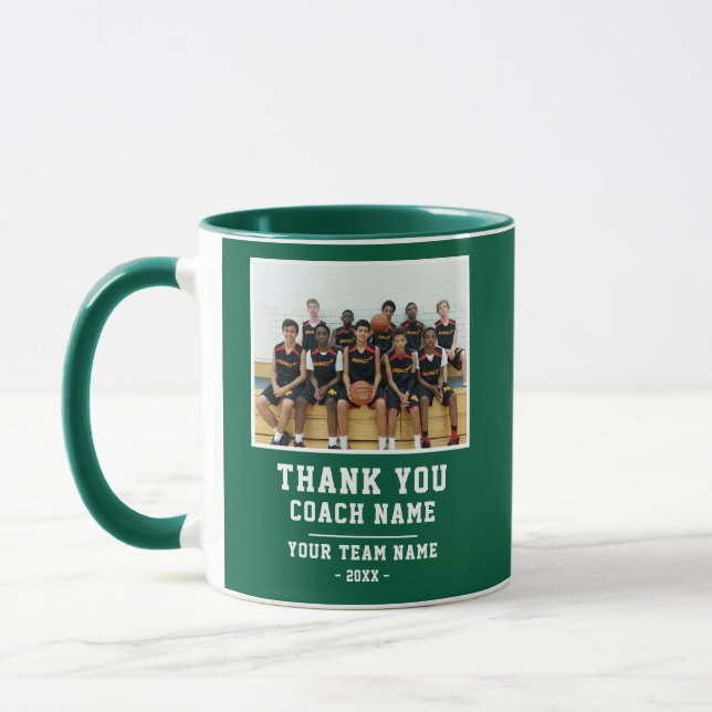 Danke Trainer Teamname Foto Tasse (Links)