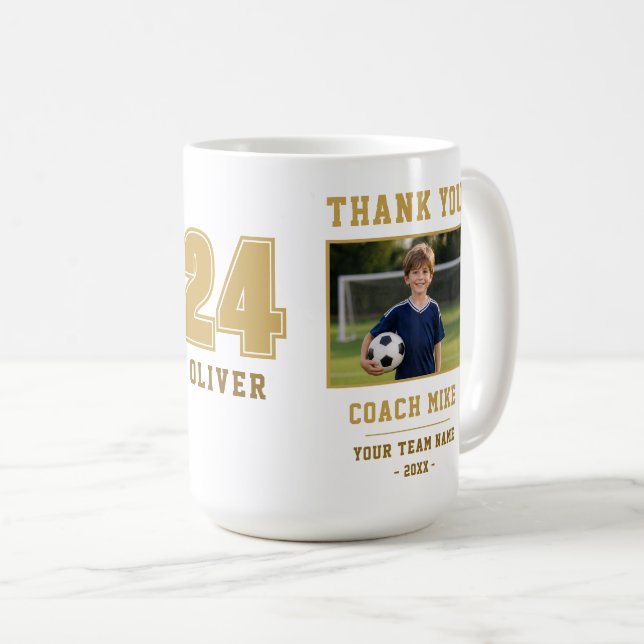 Danke Trainer Teamname Nummer Foto Tasse (VorderseiteRechts)