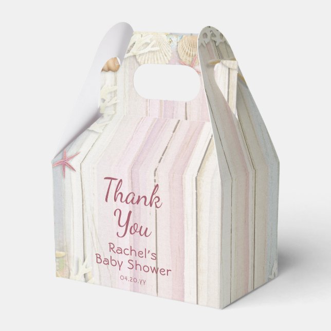 Danke Tropical Beach Seashell Baby Dusche Geschenkschachtel (Vorderseite)
