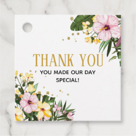 Danke! Tropical Floral Gold Baby Dusche Geschenkanhänger