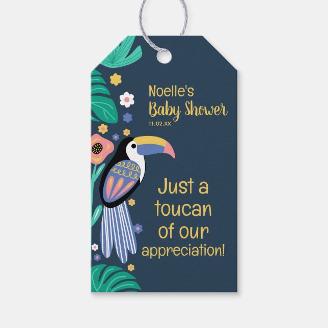Danke Tropical Toucan Bird Baby Dusche Geschenkanhänger (Vorderseite)